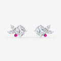 GBK014 Floral diamond and pink sapphire stud earrings