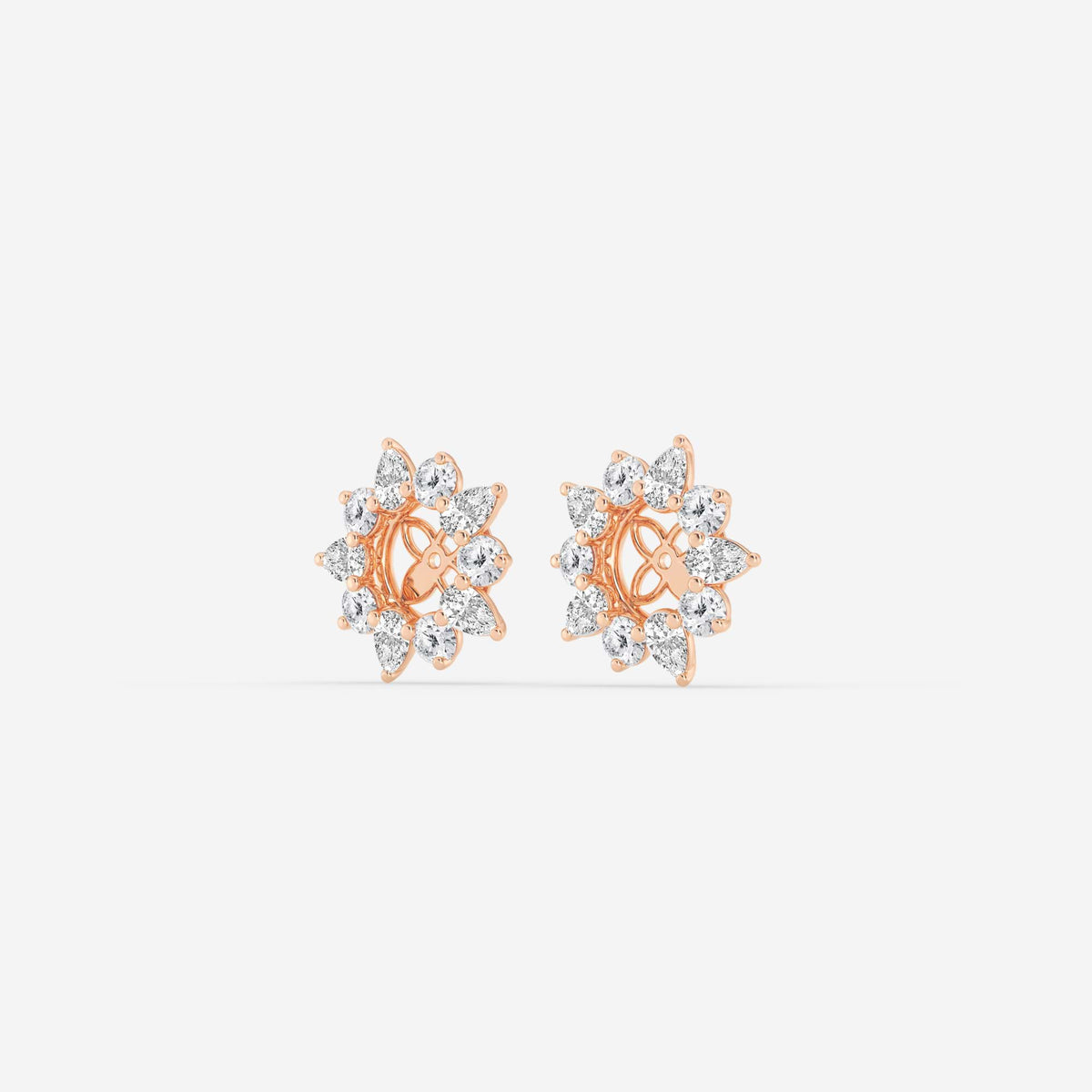 Halo-Ohrstecker-Jackets mit Diamanten im Rund- und Tropfenschliff im Wechsel | GBK031
