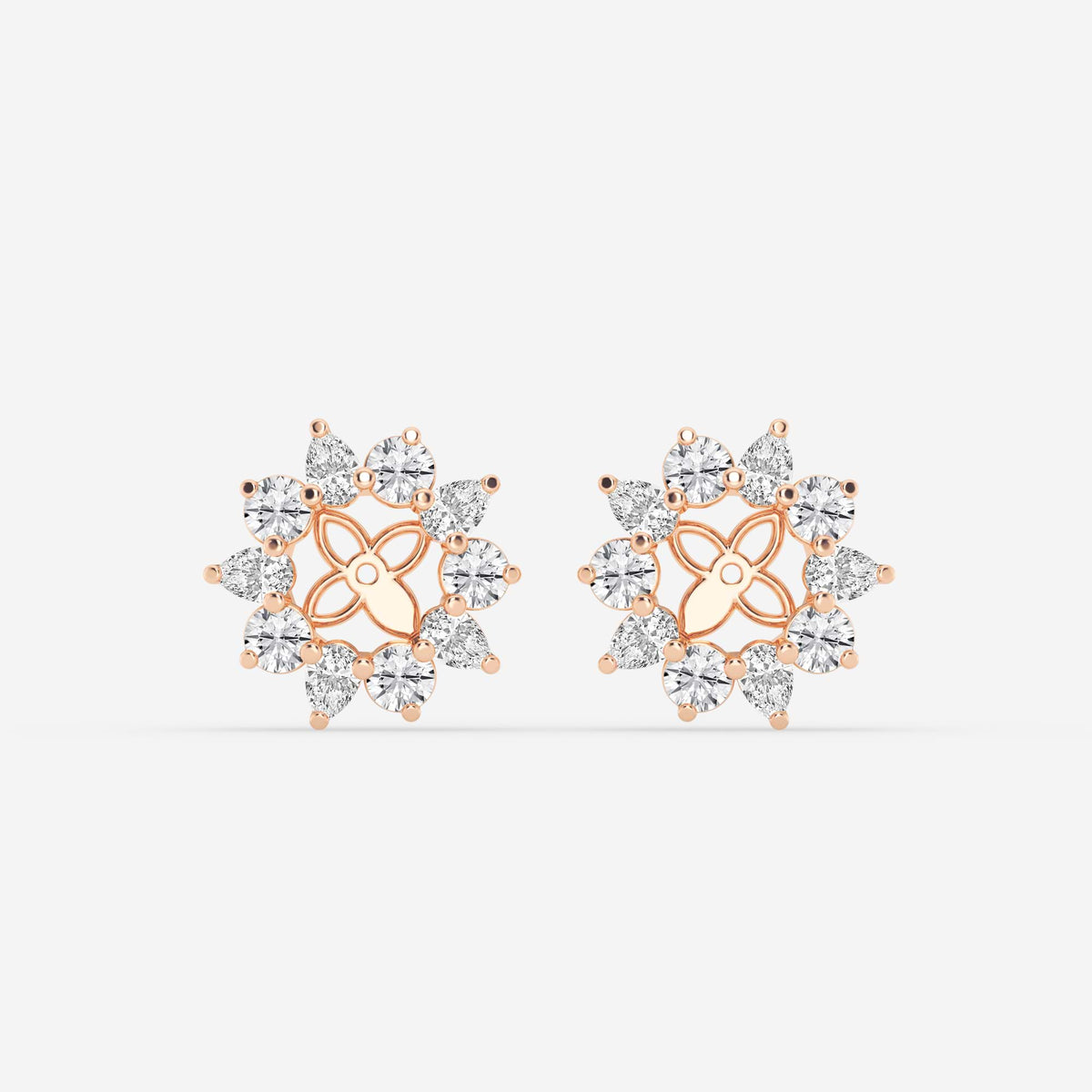 Halo-Ohrstecker-Jackets mit Diamanten im Rund- und Tropfenschliff im Wechsel | GBK031