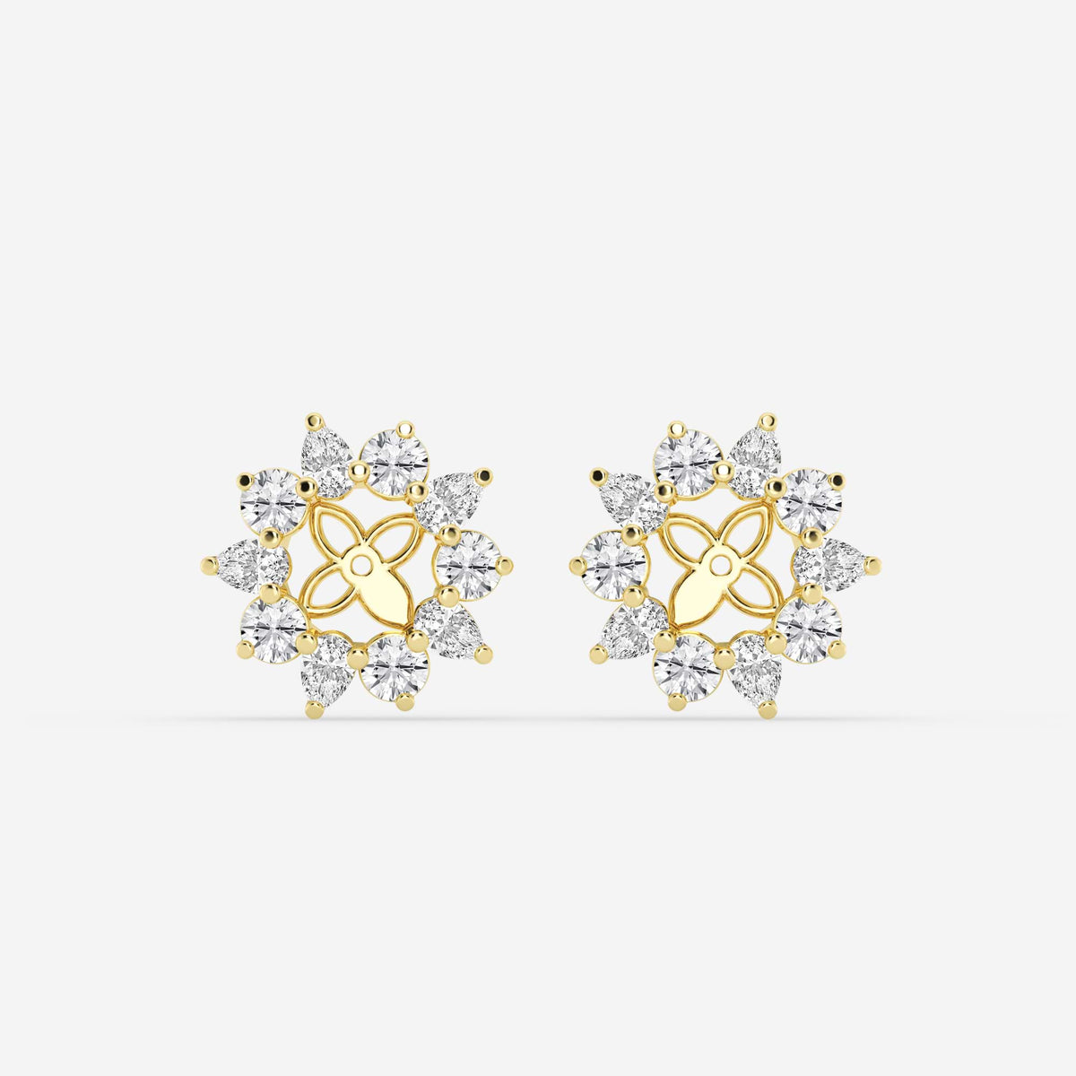 Halo-Ohrstecker-Jackets mit Diamanten im Rund- und Tropfenschliff im Wechsel | GBK031