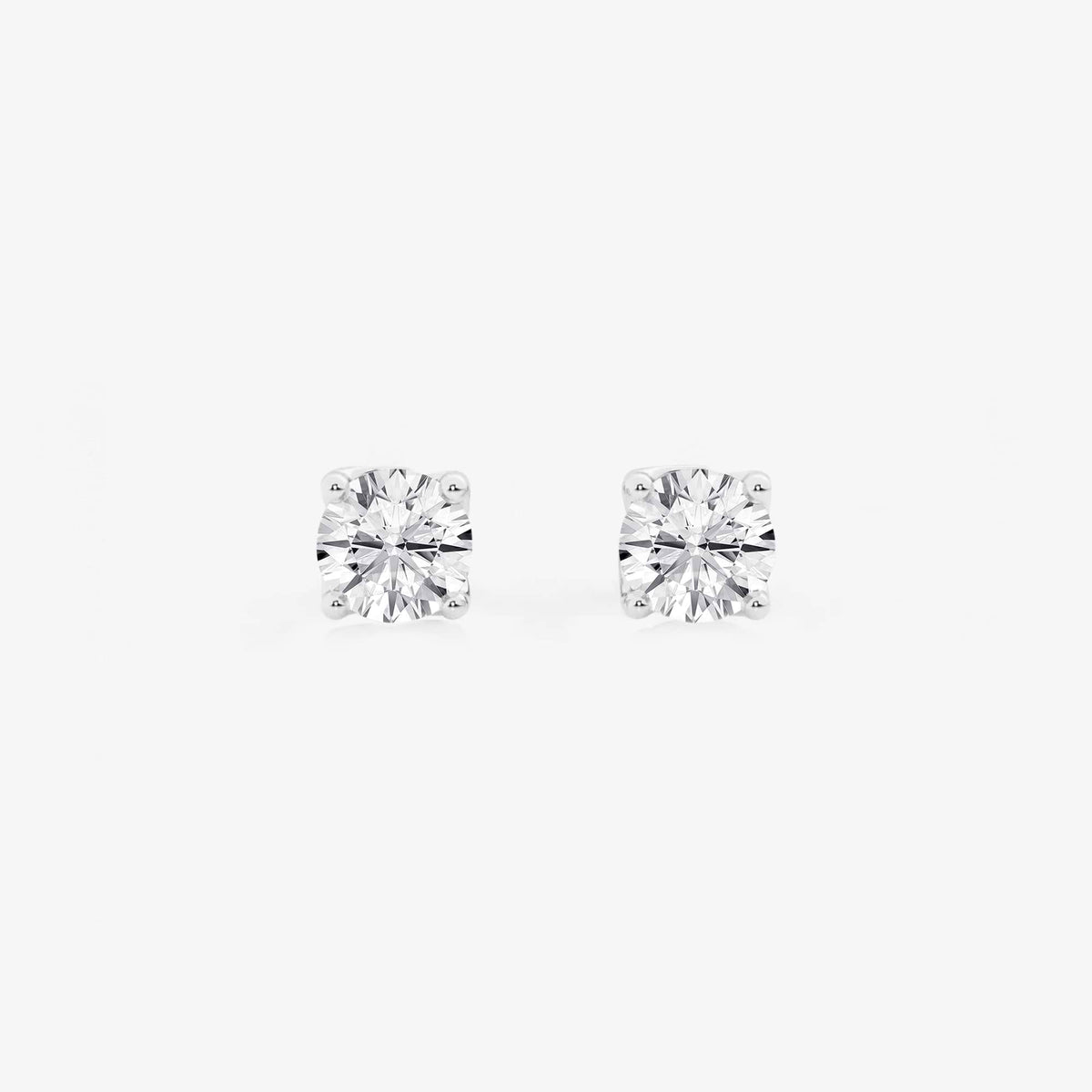 1 ctw Round Lab Grown Diamond Twisted Floral Solitaire Stud Earrings - 14K White Gold