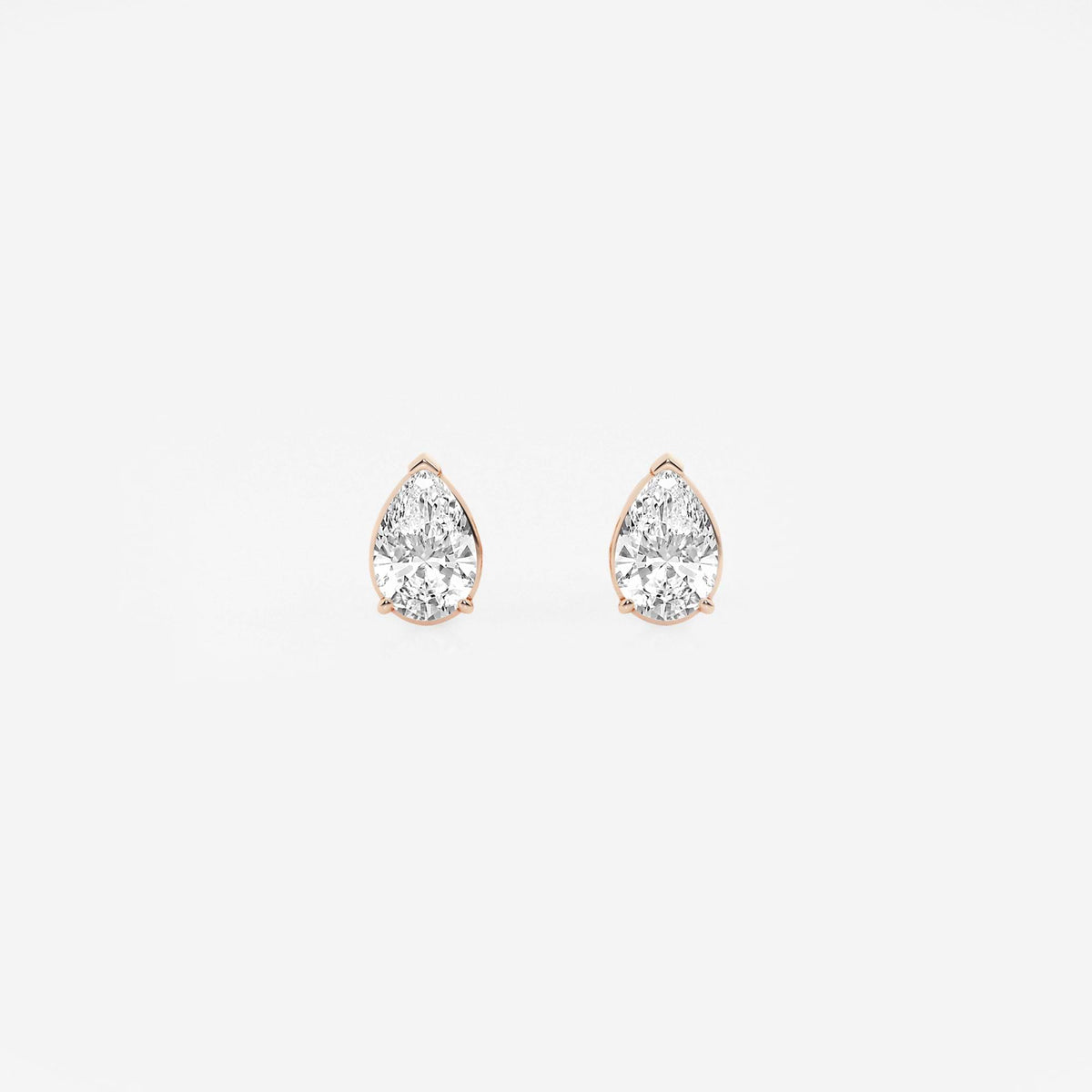MET Solitaire Çok Şekilli Laboratuvar Pırlanta Küpe | GBK052 — 14K Rose Gold / 1 ctw / Pear / E, VS1
