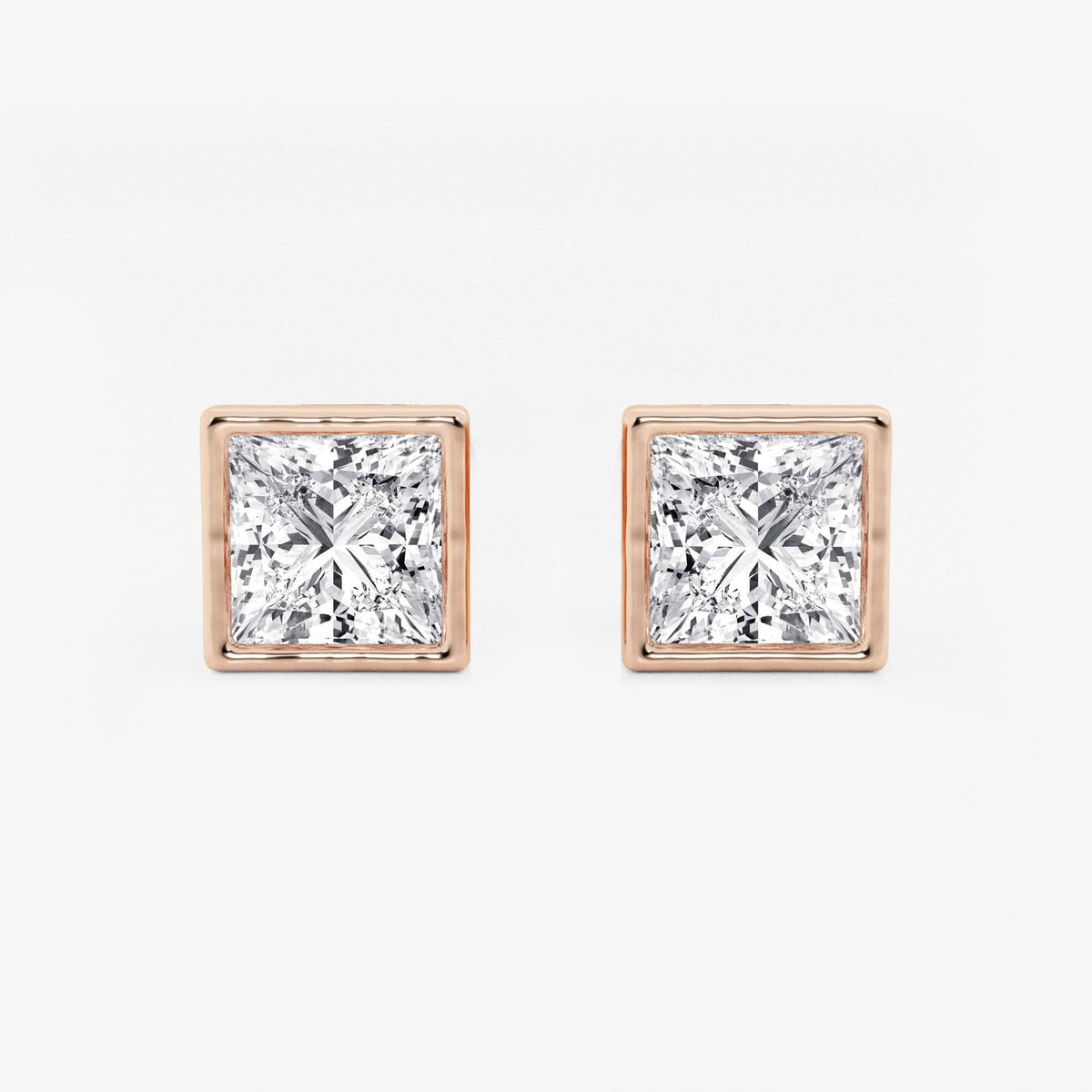 MET Bezel Set Solitaire Laboratuvar Pırlanta Küpe - image 161