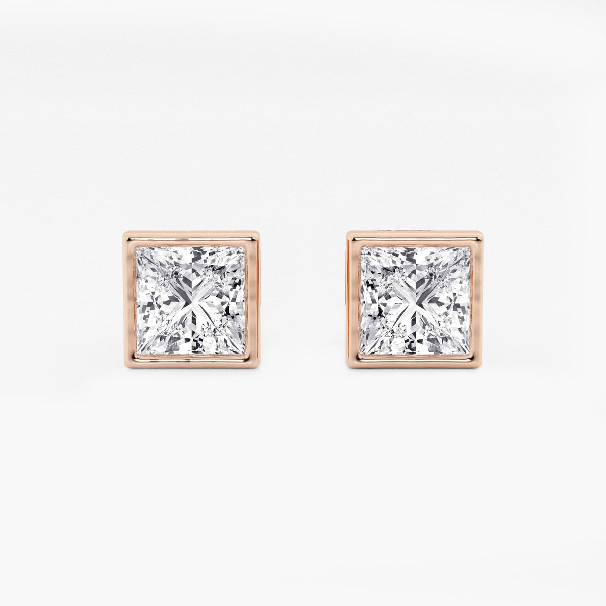 MET Bezel Set Solitaire Laboratuvar Pırlanta Küpe - image 163
