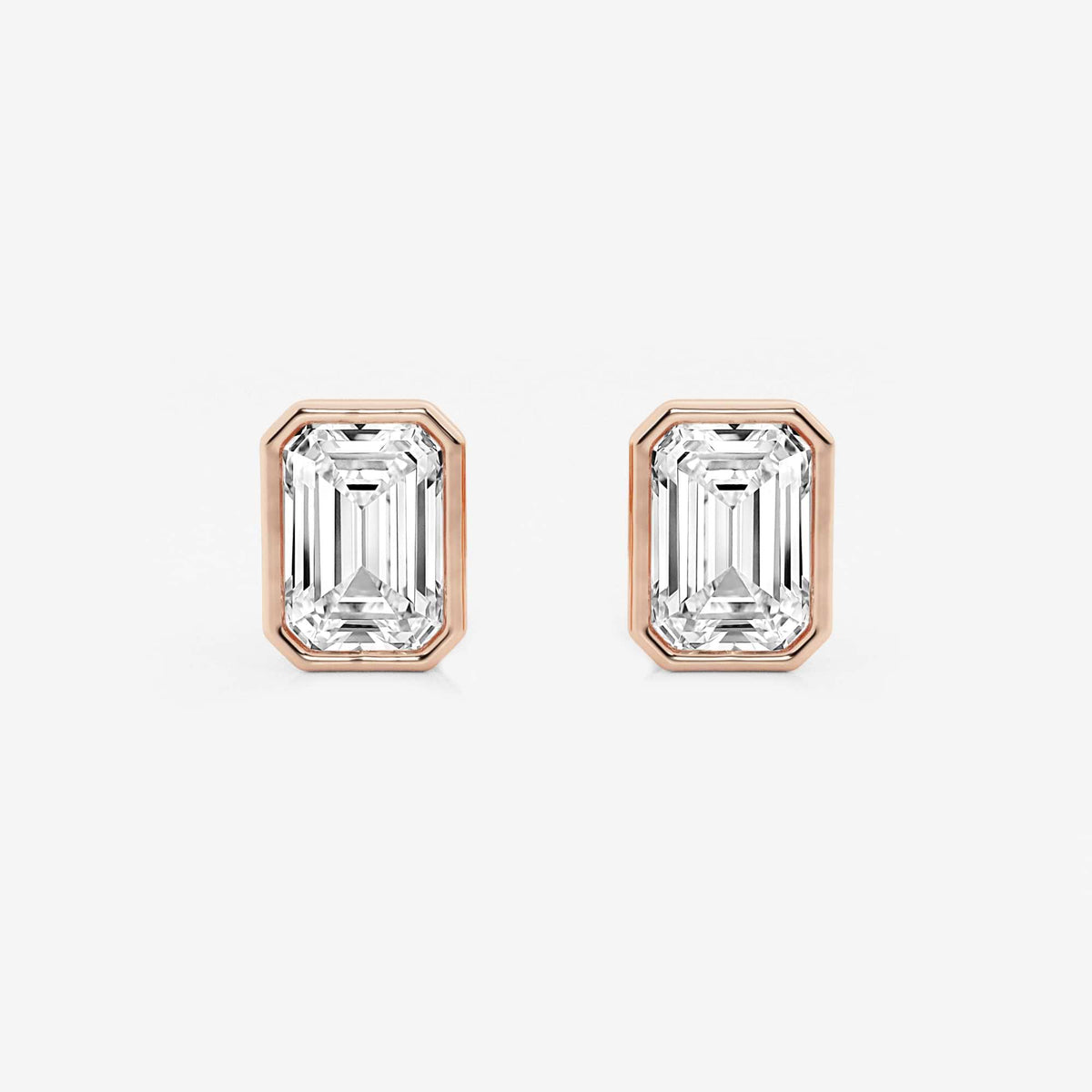 MET Bezel Set Solitaire Laboratuvar Pırlanta Küpe - image 1