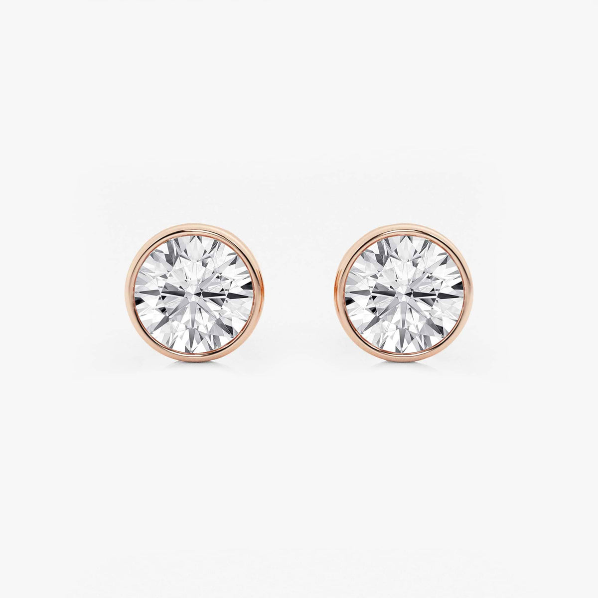 MET Bezel Set Solitaire Laboratuvar Pırlanta Küpe - image 5