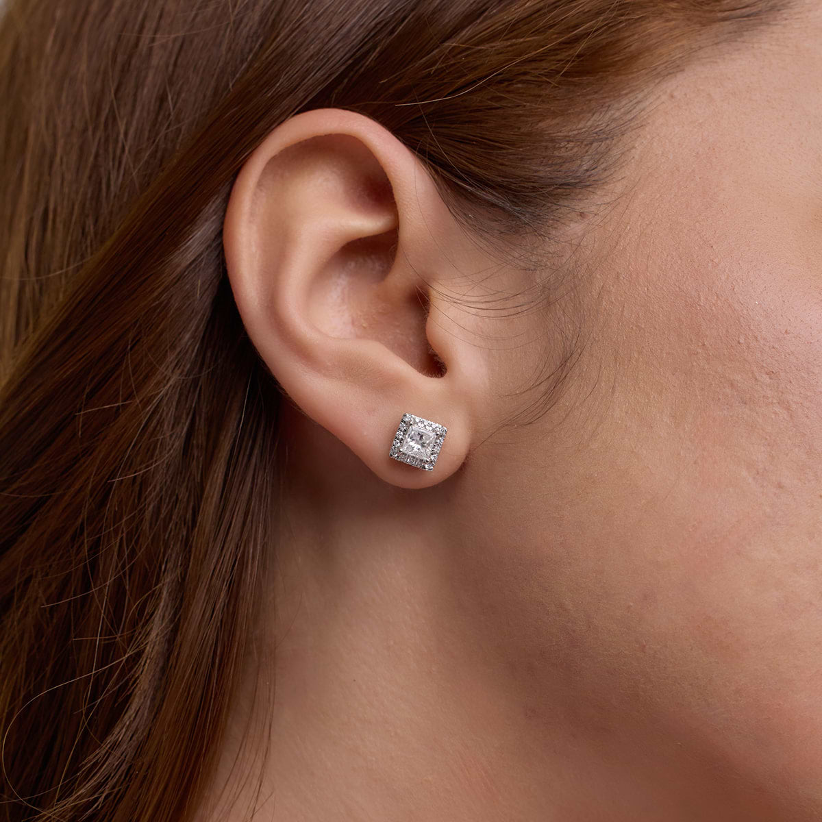 MET Halo Laboratuvar Pırlanta Küpe | GBK056 — 14K Rose Gold / 1 1/5 ctw / Princess