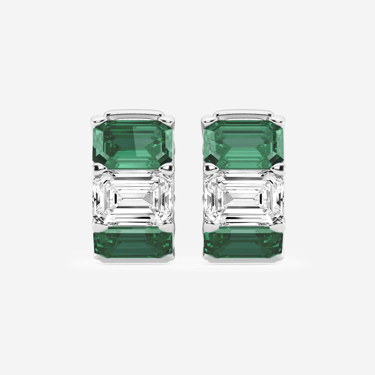 MET Renkli Emerald Kesim Huggie Pırlanta Halka Küpe - image 10