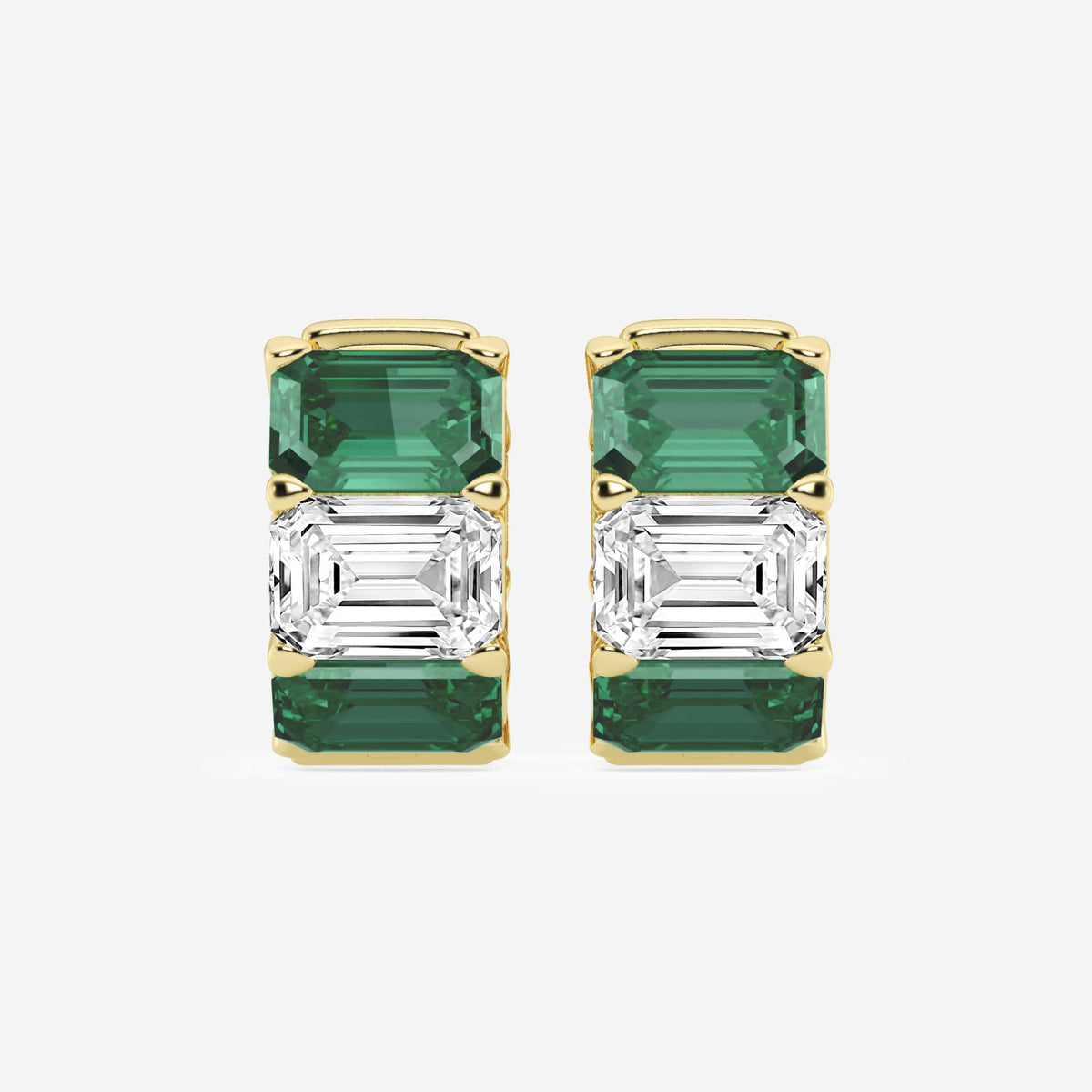 MET Renkli Emerald Kesim Huggie Pırlanta Halka Küpe - image 12
