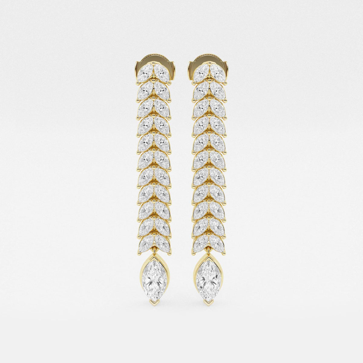 MET Çift Sıralı Markiz Pırlanta Küpe - image 5