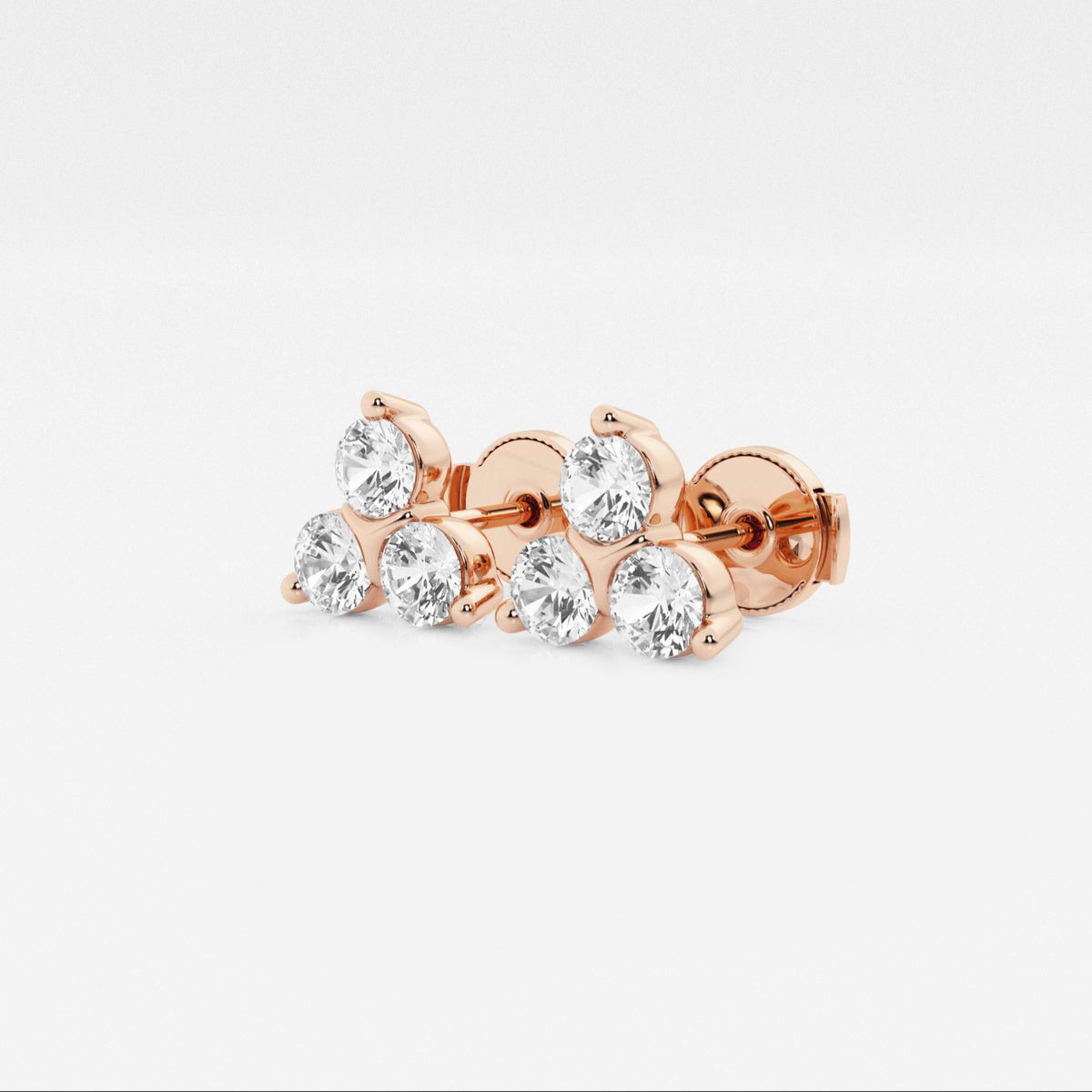 MET Yuvarlak Pırlanta Üç Taşlı Küpe - image 2