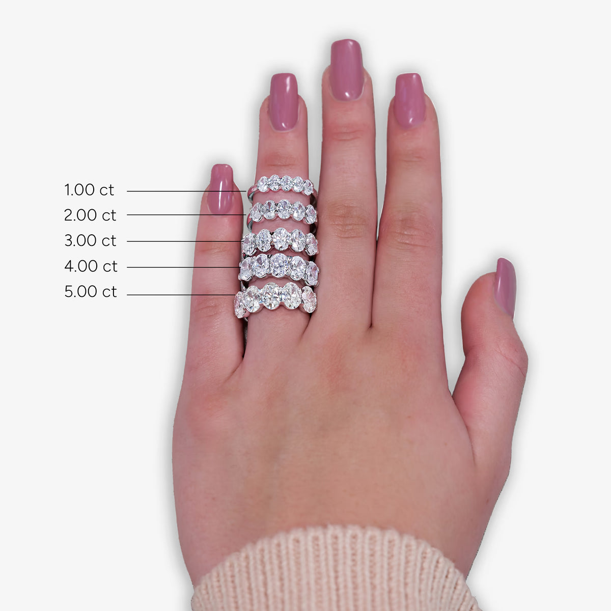 GWA001 - Additional Image 2 for  1 ctw Oval Lab Grown Diamond Five-Stone Anniversary Band