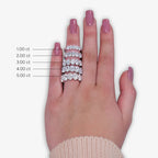 GWA001 oval five-stone bands, source 1–5 ct comparison with labeled sizes
