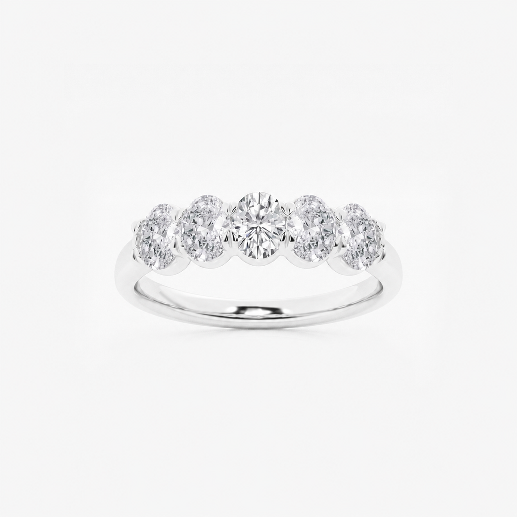 GWA001 | 1 ctw oval five-stone band in white metal | front view, GB engraving removed