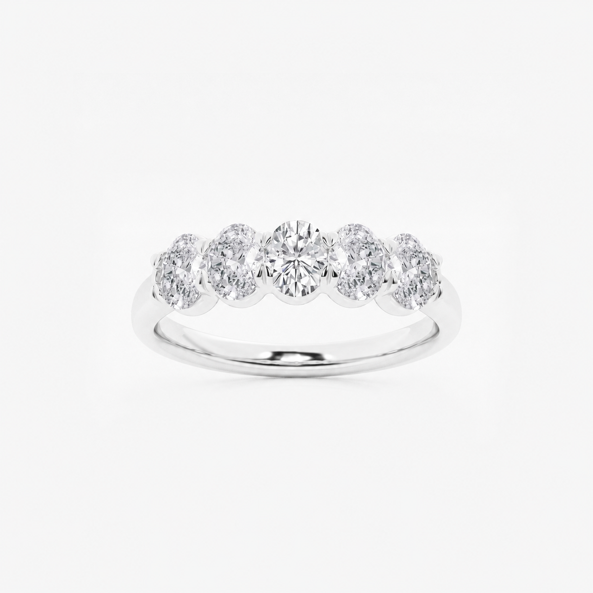 GWA001 | 1 ctw oval five-stone band in white metal | front view, GB engraving removed