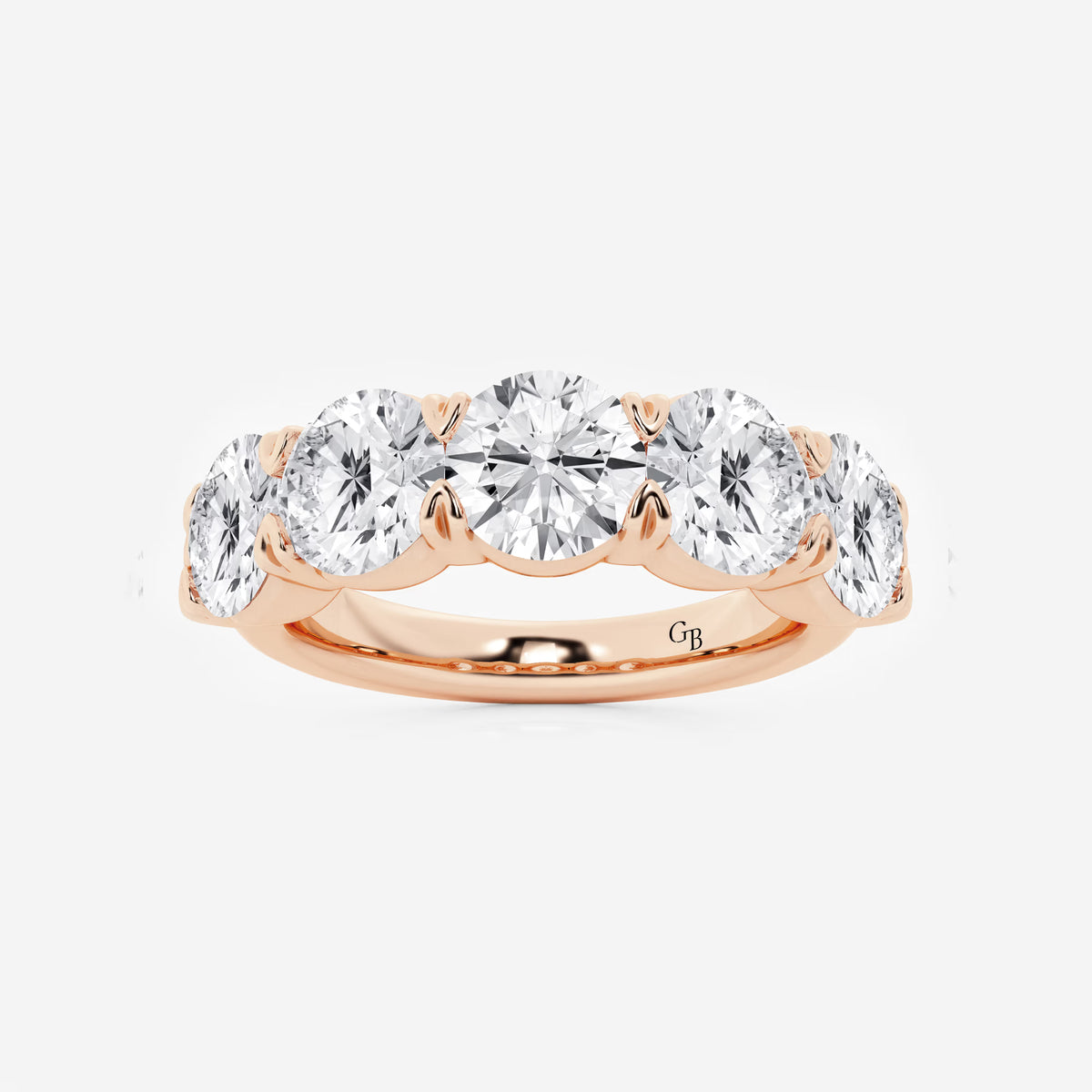 GWA002 - 4 ctw Round Lab Grown Diamond Five-Stone Anniversary Band