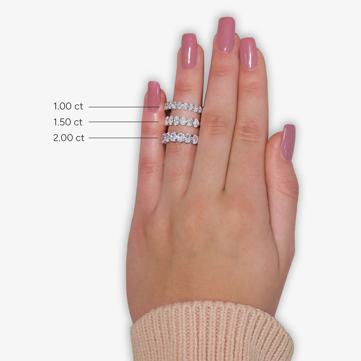 GWA003 - Additional Image 2 for  1 ctw Oval Lab Grown Diamond Wedding Band