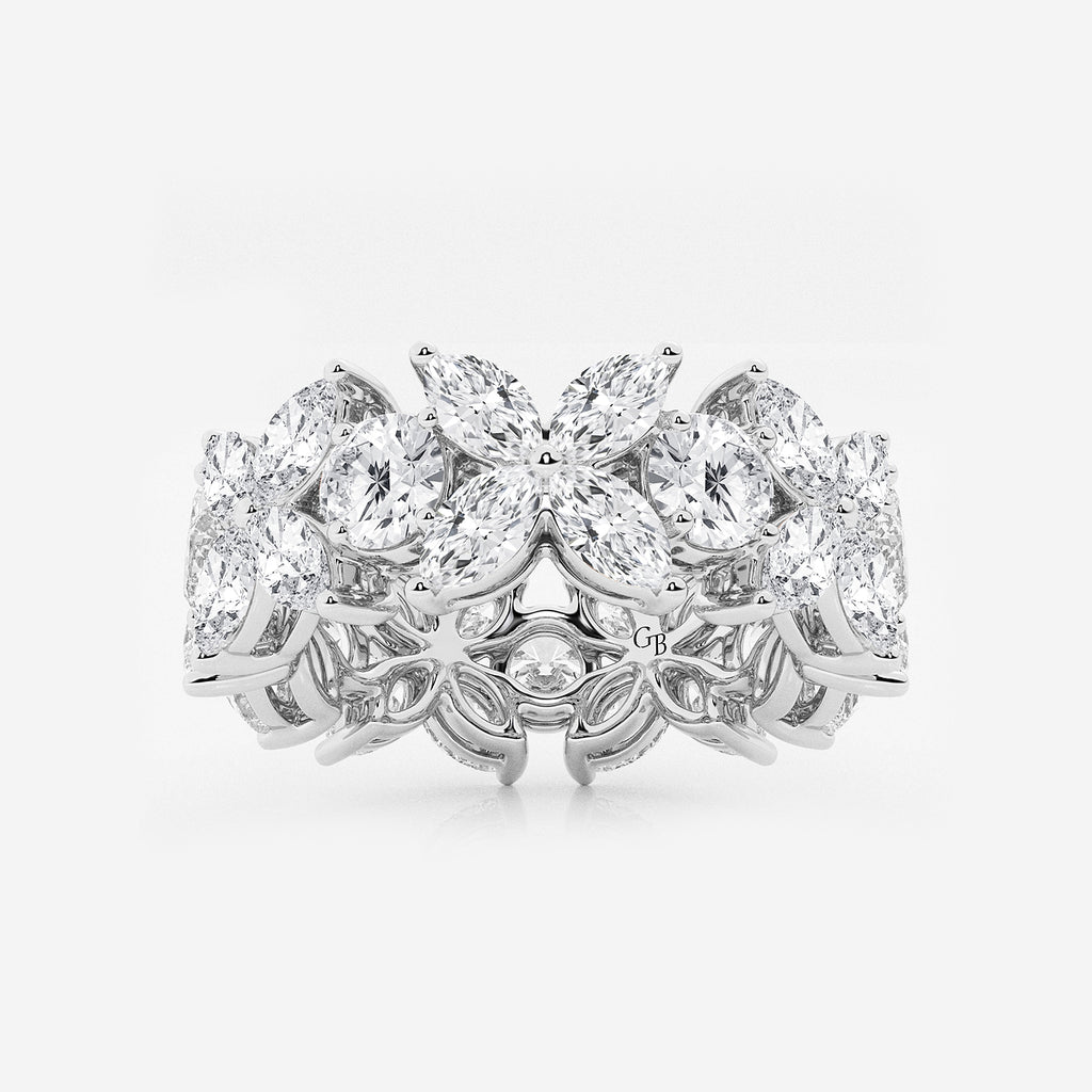 GWA004 - product video for 5 ctw Marquise and Round Lab Grown Diamond Flower Eternity Band - 8.3mm Width