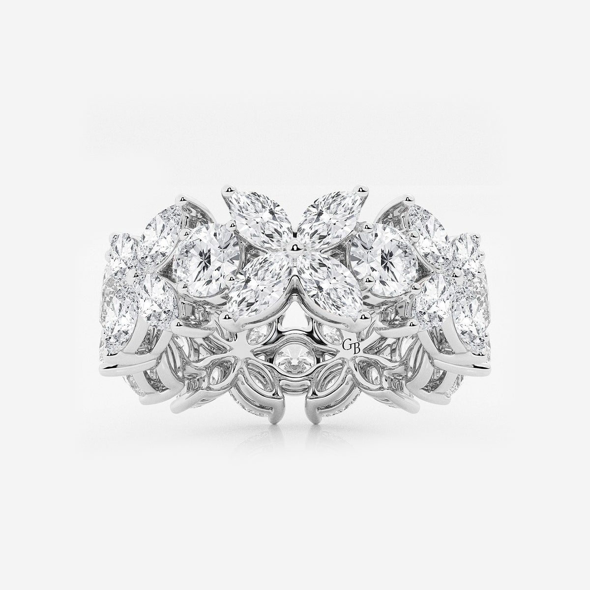 GWA004 - product video for 5 ctw Marquise and Round Lab Grown Diamond Flower Eternity Band - 8.3mm Width