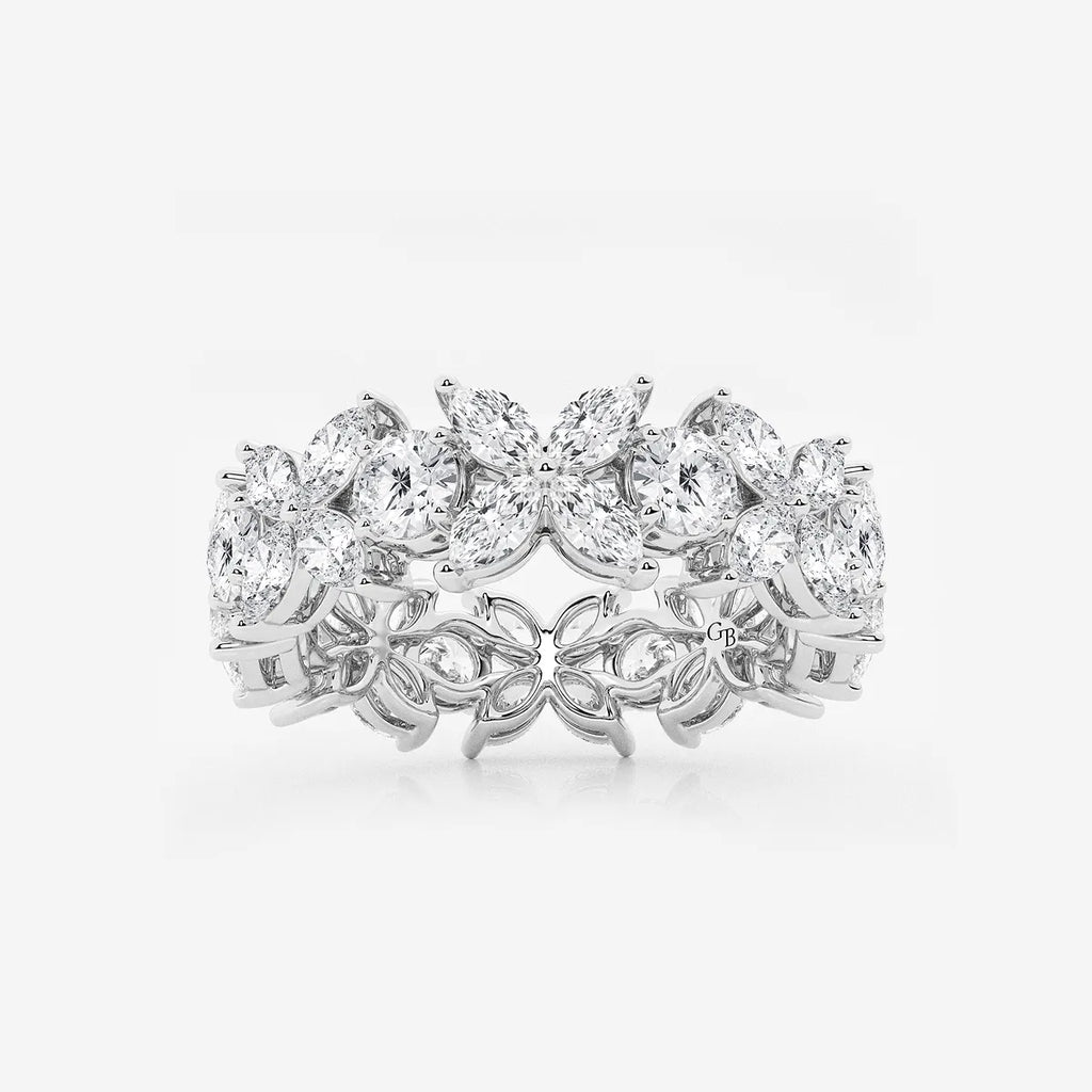 GWA004 - product video for 3 ctw Marquise and Round Lab Grown Diamond Flower Eternity Band - 7.2mm Width
