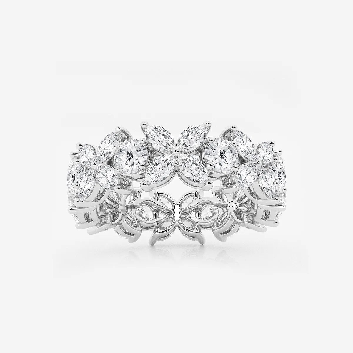 GWA004 - product video for 3 ctw Marquise and Round Lab Grown Diamond Flower Eternity Band - 7.2mm Width