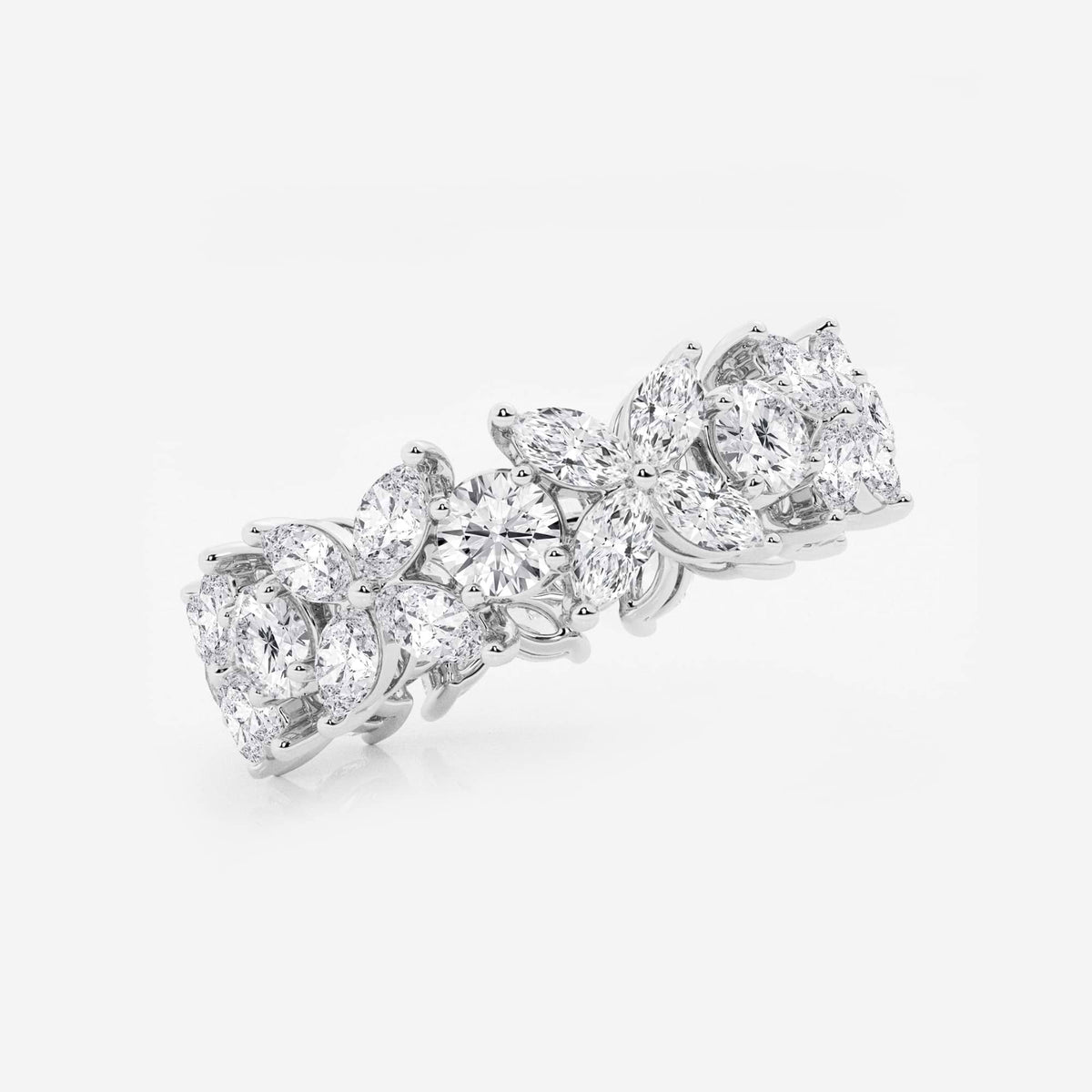 GWA004 - Additional Image 1 for  3 ctw Marquise and Round Lab Grown Diamond Flower Eternity Band - 7.2mm Width