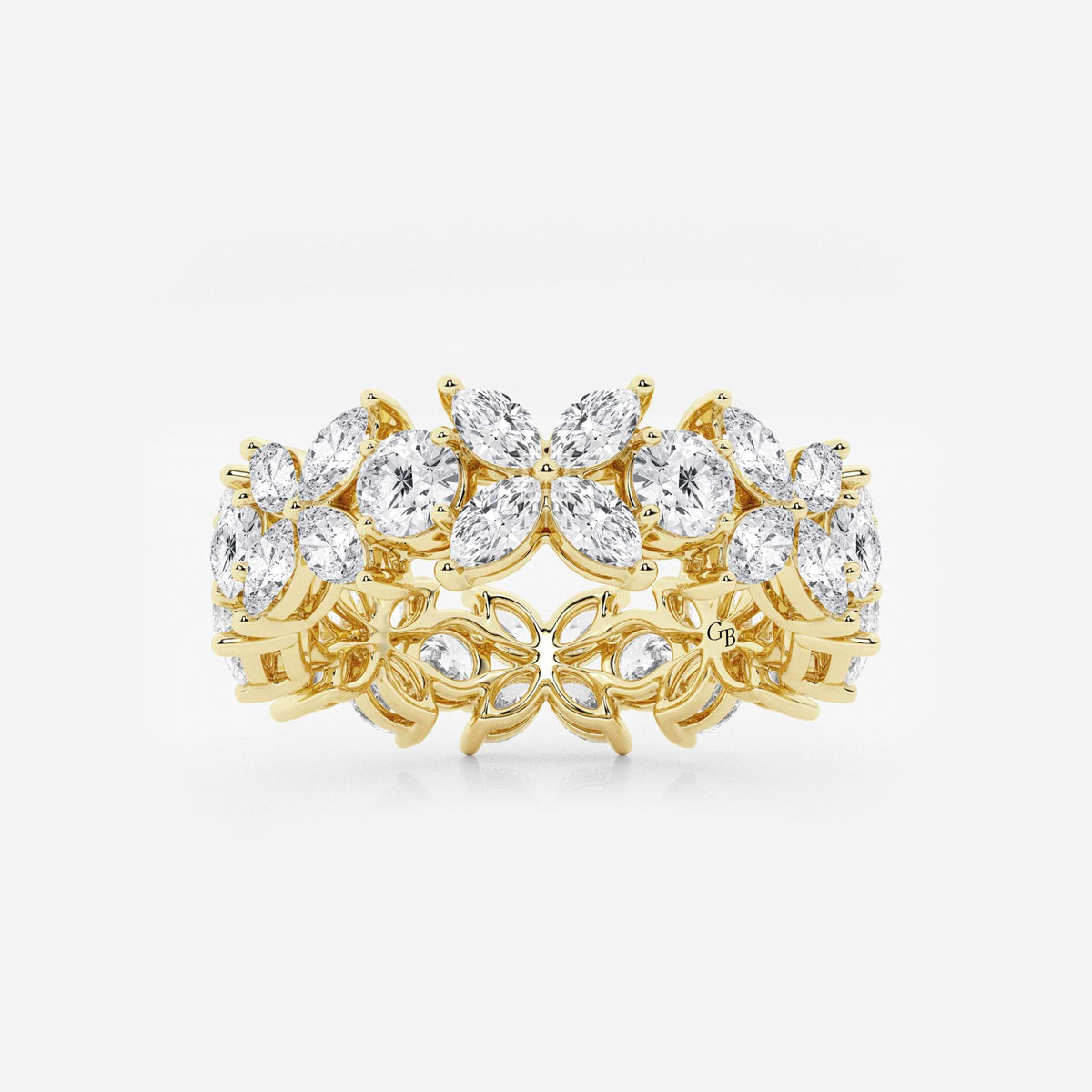 GWA004 - 3 ctw Marquise and Round Lab Grown Diamond Flower Eternity Band - 7.2mm Width