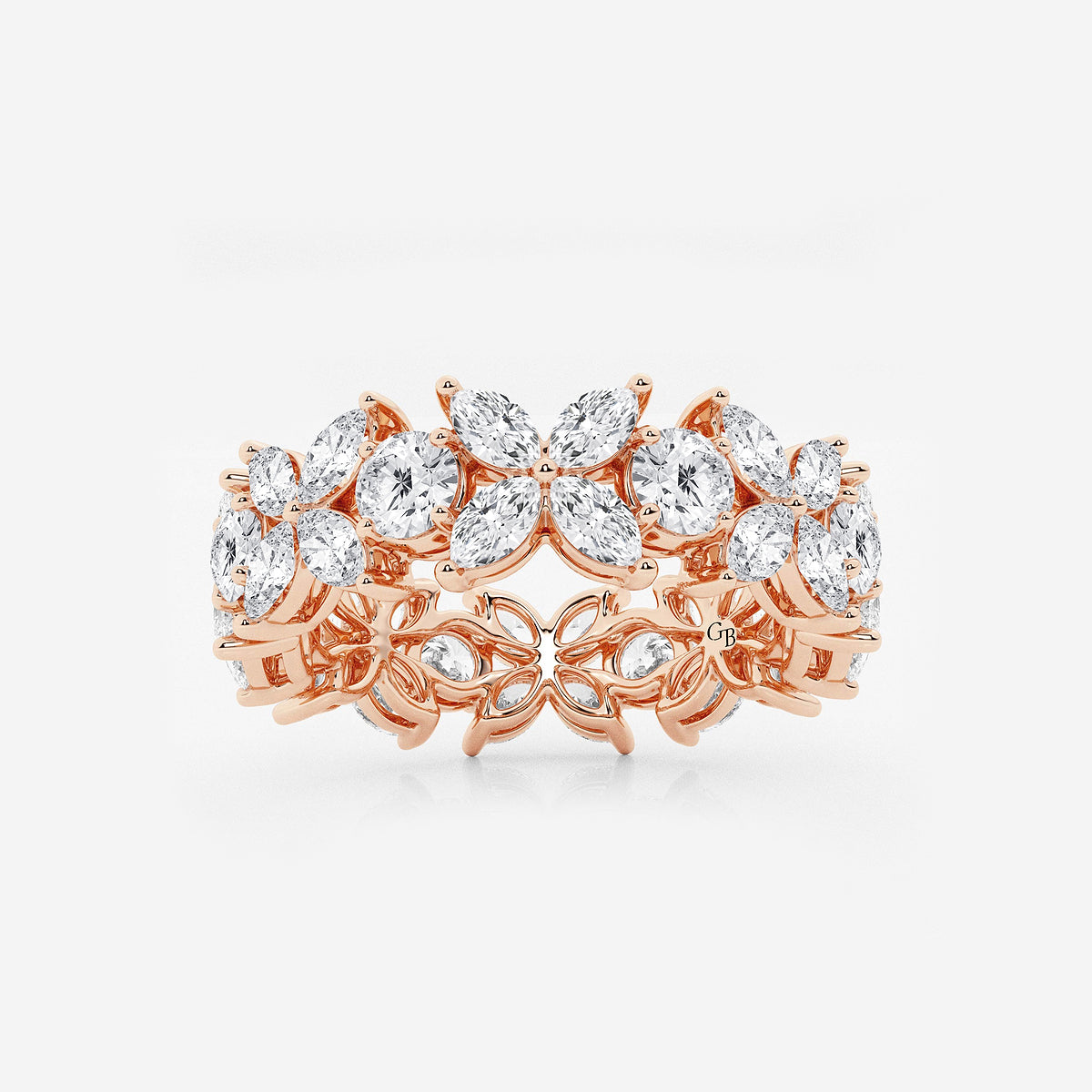 GWA004 - product video for 3 ctw Marquise and Round Lab Grown Diamond Flower Eternity Band - 7.2mm Width