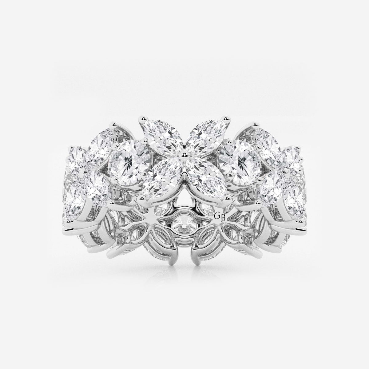 GWA004 - 5 ctw Marquise and Round Lab Grown Diamond Flower Eternity Band - 8.3mm Width