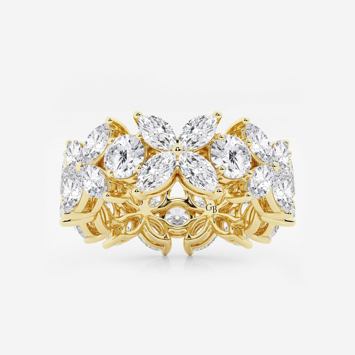 GWA004 - 5 ctw Marquise and Round Lab Grown Diamond Flower Eternity Band - 8.3mm Width