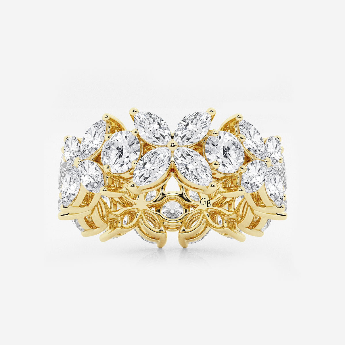 GWA004 - product video for 5 ctw Marquise and Round Lab Grown Diamond Flower Eternity Band - 8.3mm Width