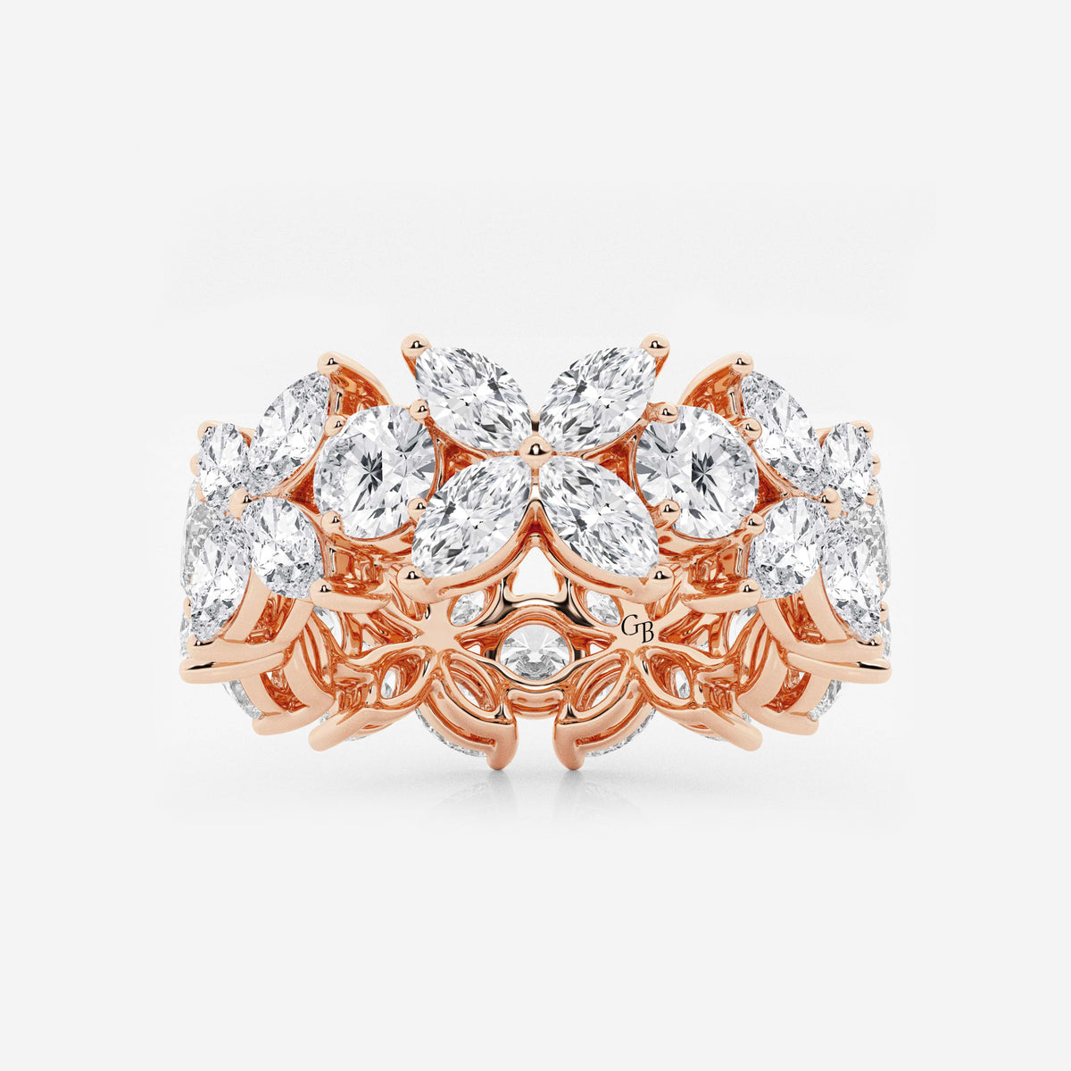 GWA004 - 5 ctw Marquise and Round Lab Grown Diamond Flower Eternity Band - 8.3mm Width