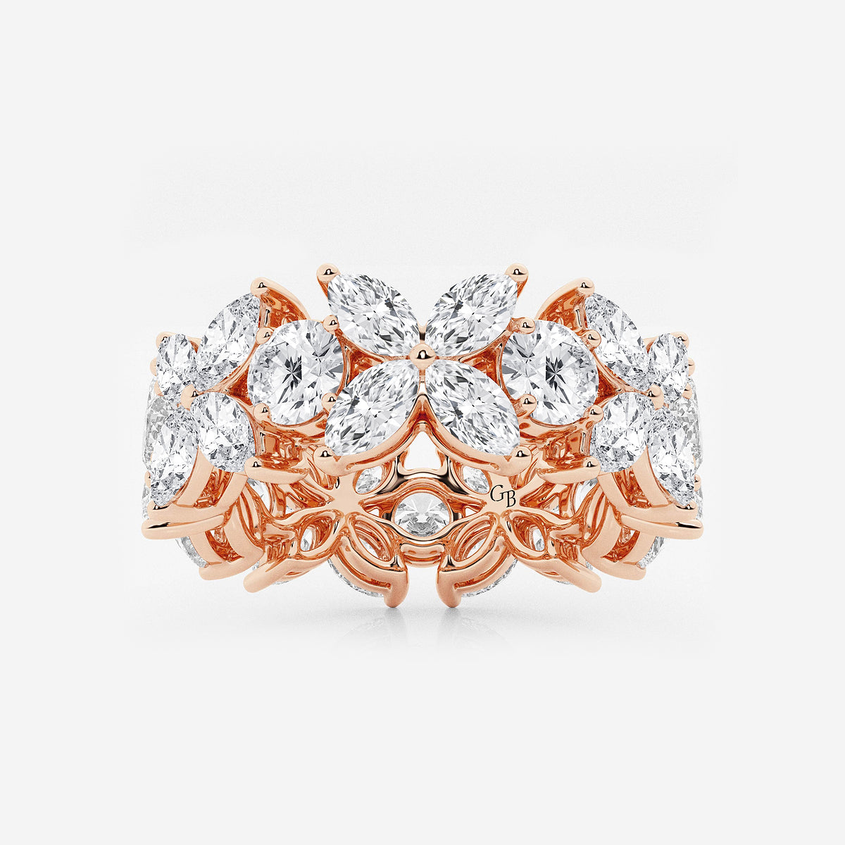 GWA004 - product video for 5 ctw Marquise and Round Lab Grown Diamond Flower Eternity Band - 8.3mm Width