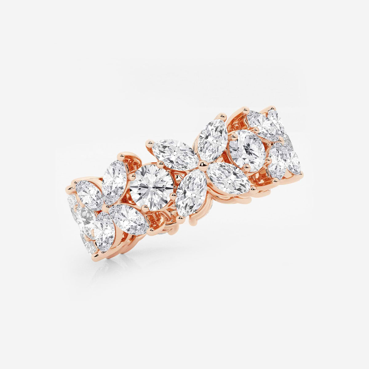 GWA004 - Additional Image 1 for  5 ctw Marquise and Round Lab Grown Diamond Flower Eternity Band - 8.3mm Width