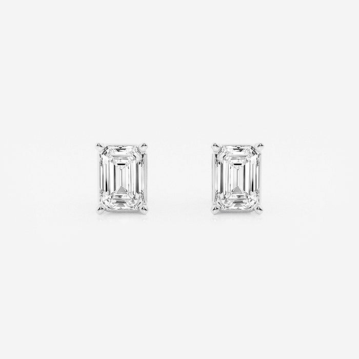 GWA006 - 2 ctw Emerald Lab Grown Diamond Solitaire Certified Stud Earrings