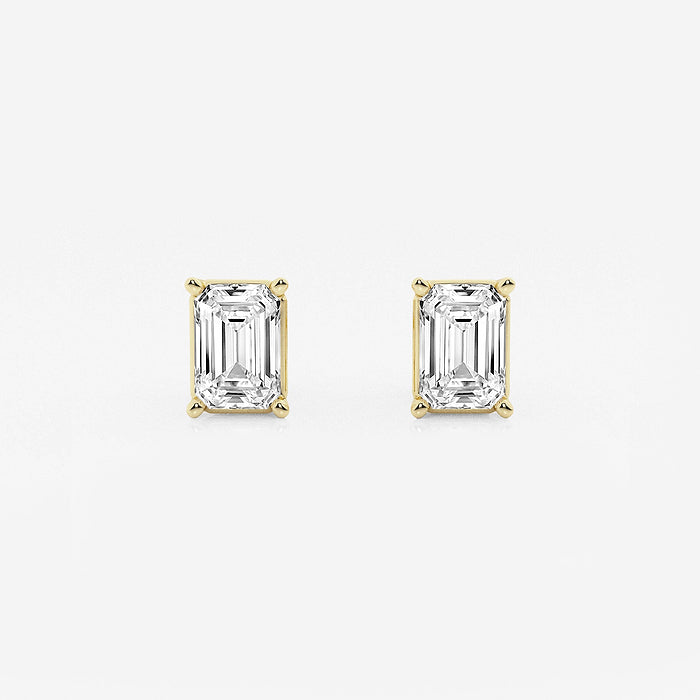 GWA006 - 2 ctw Emerald Lab Grown Diamond Solitaire Certified Stud Earrings