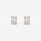 GWA006 - 2 ctw Emerald Lab Grown Diamond Solitaire Certified Stud Earrings
