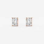 GWA006 - 2 ctw Emerald Lab Grown Diamond Solitaire Certified Stud Earrings