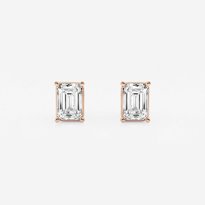 GWA006 - 2 ctw Emerald Lab Grown Diamond Solitaire Certified Stud Earrings