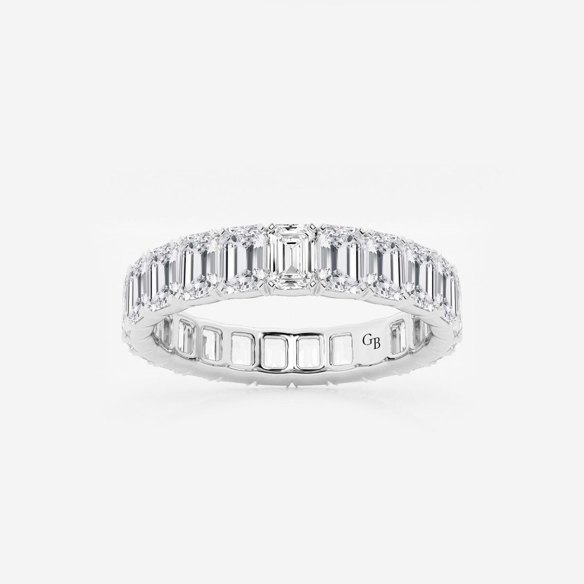 GWA006 - 4 ctw Emerald Lab Grown Diamond Eternity Band - 4mm Width