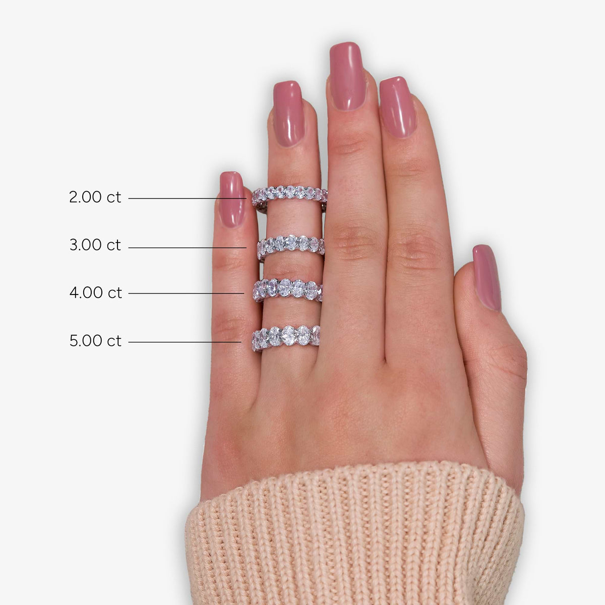 GWA007 - Additional Image 2 for  2 ctw Oval Lab Grown Diamond Eternity Band - 3.7mm Width