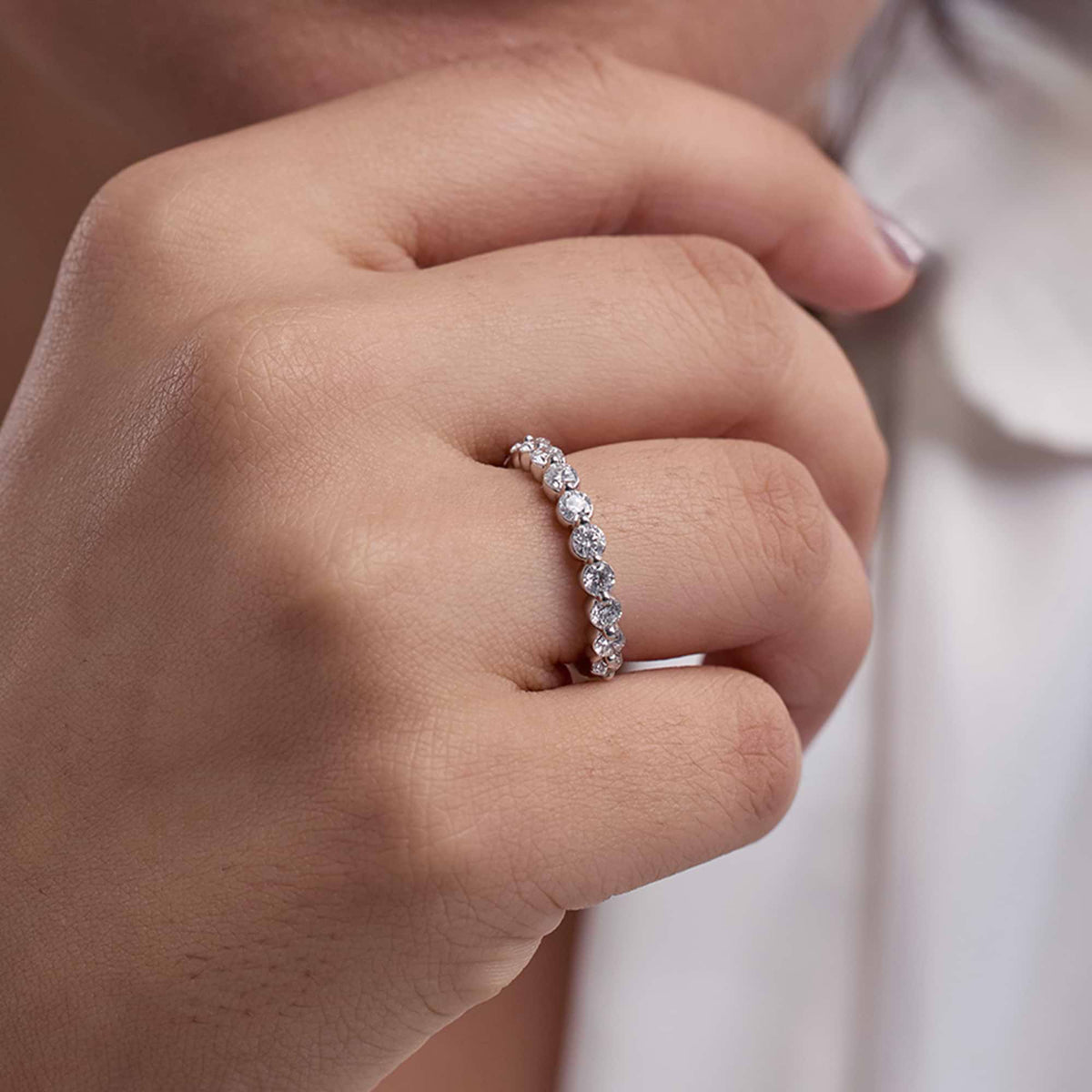GWA008 - 1 ctw Round Lab Grown Diamond Floating Wedding Band