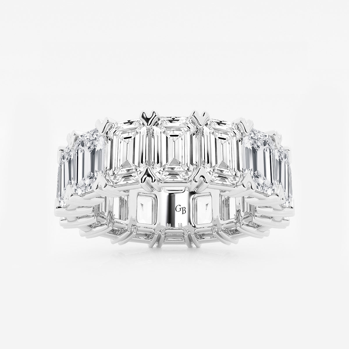 GWA009 - product video for 12 ctw Emerald Lab Grown Diamond V-Prong Eternity Band - 6.3mm Width