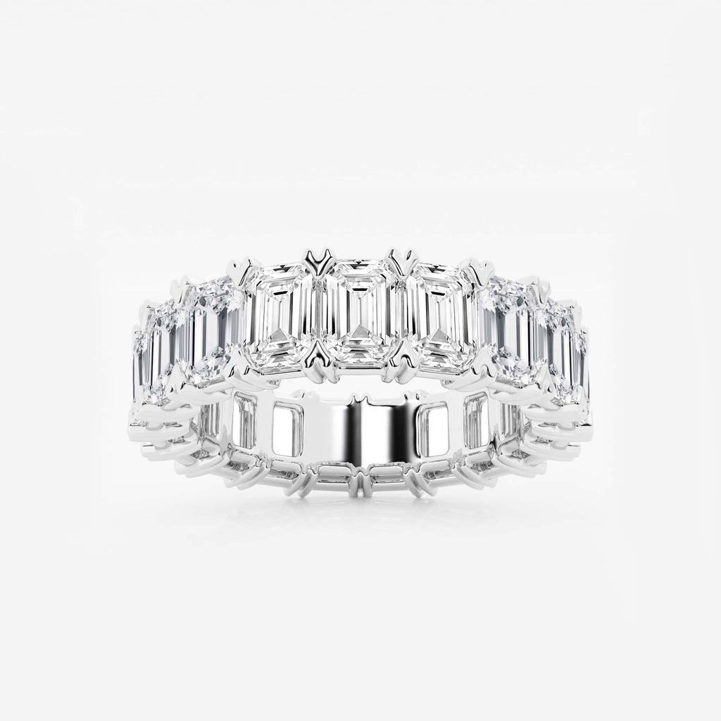 GWA009 - 7 ctw Emerald Lab Grown Diamond V-Prong Eternity Band - 5mm Width
