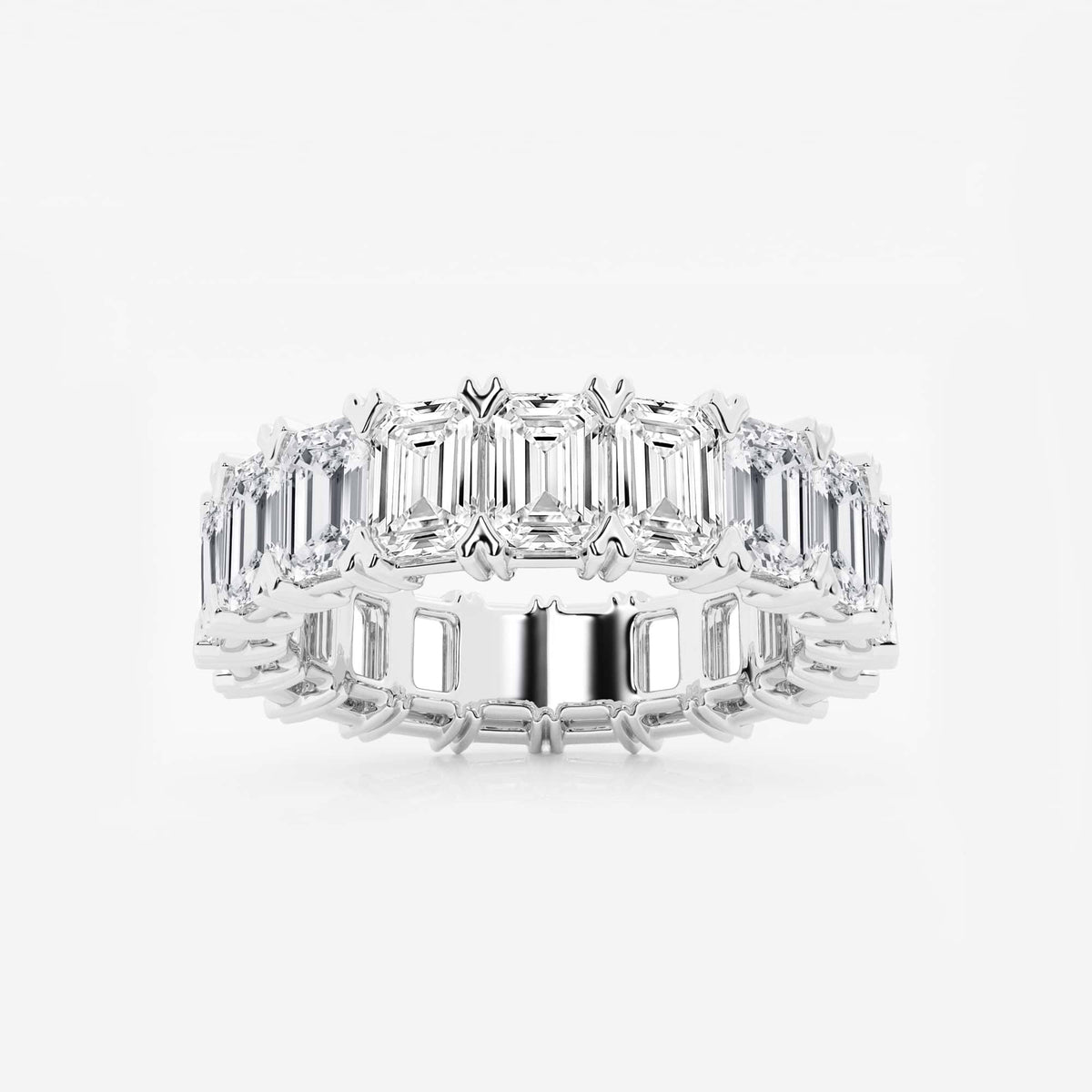 GWA009 - 7 ctw Emerald Lab Grown Diamond V-Prong Eternity Band - 5mm Width