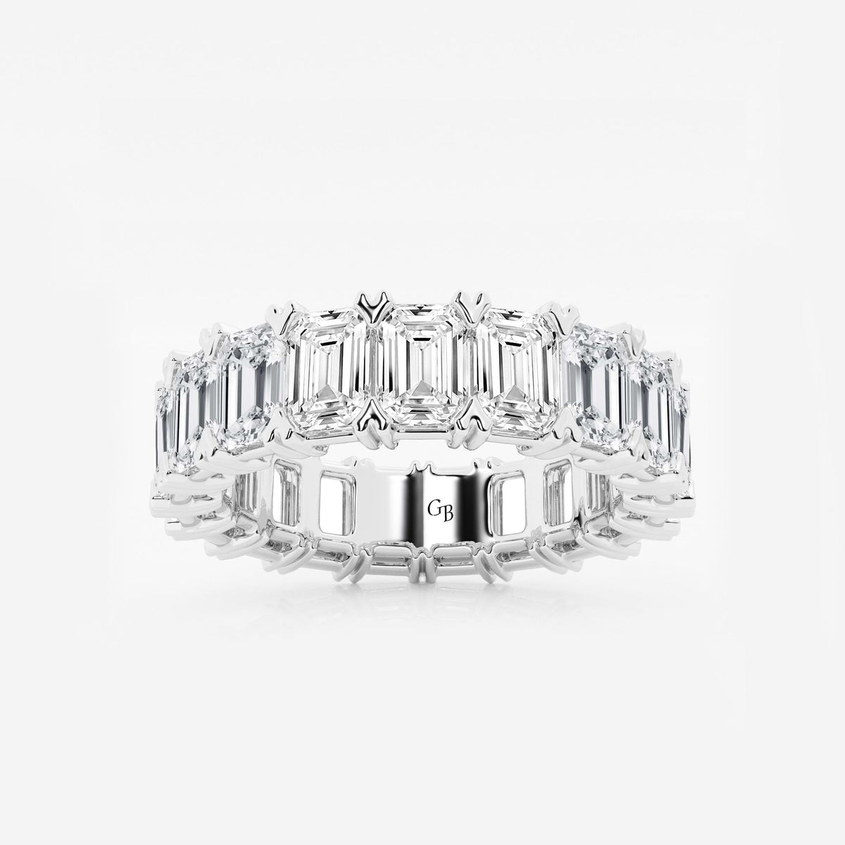 GWA009 - 7 ctw Emerald Lab Grown Diamond V-Prong Eternity Band - 5mm Width