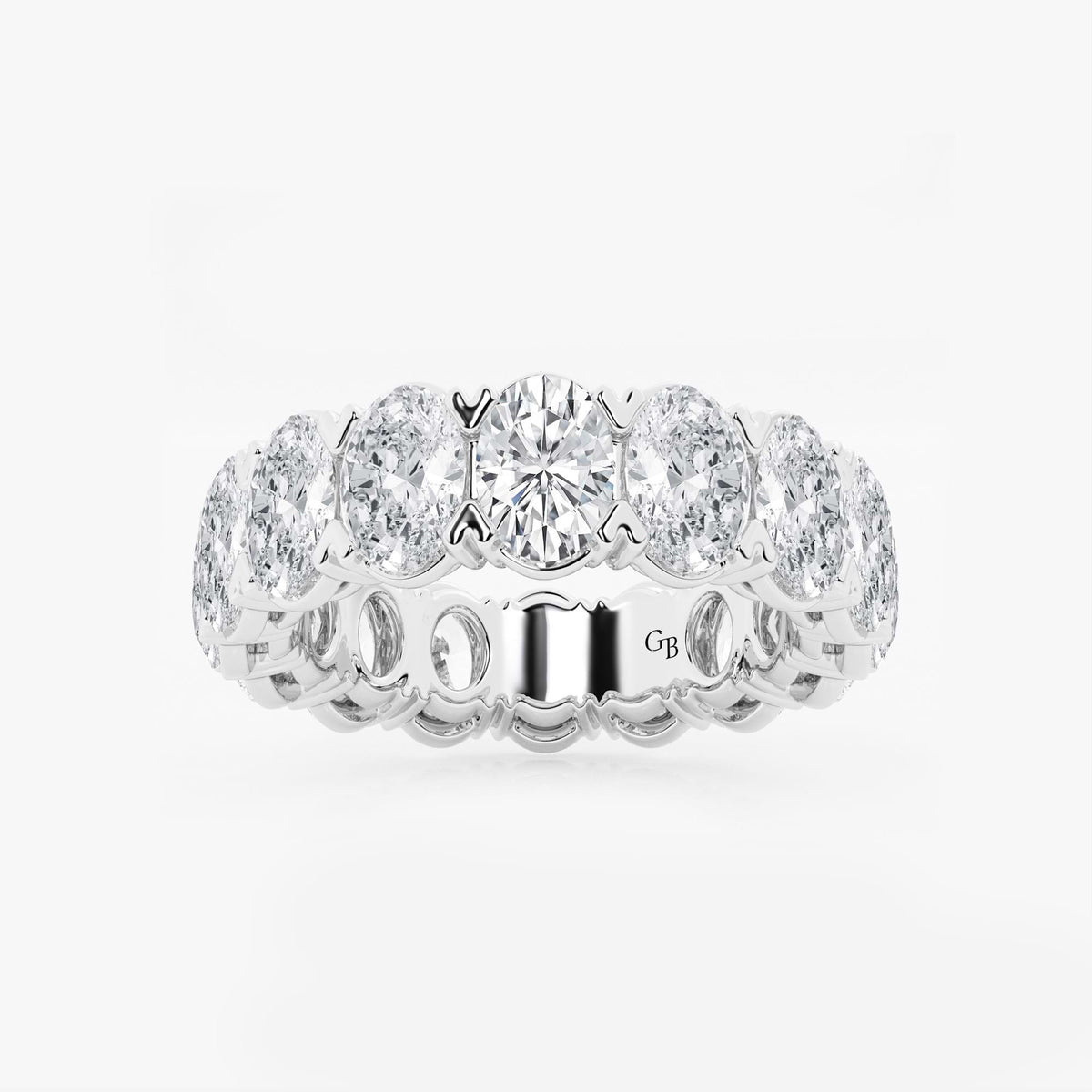 GWA009 - 7 ctw Oval Lab Grown Diamond V-Prong Eternity Band - 5.9mm Width