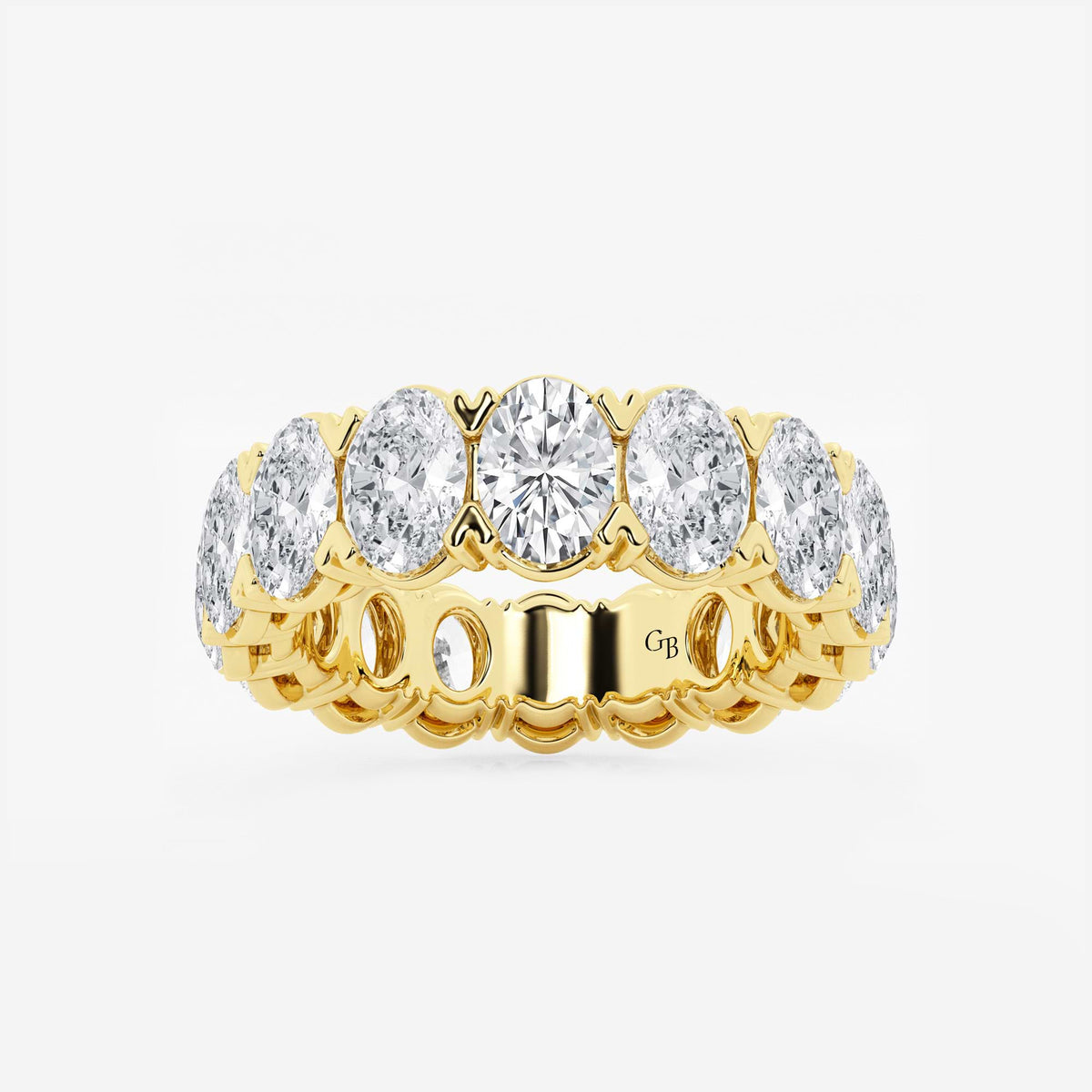 GWA009 - 7 ctw Oval Lab Grown Diamond V-Prong Eternity Band - 5.9mm Width