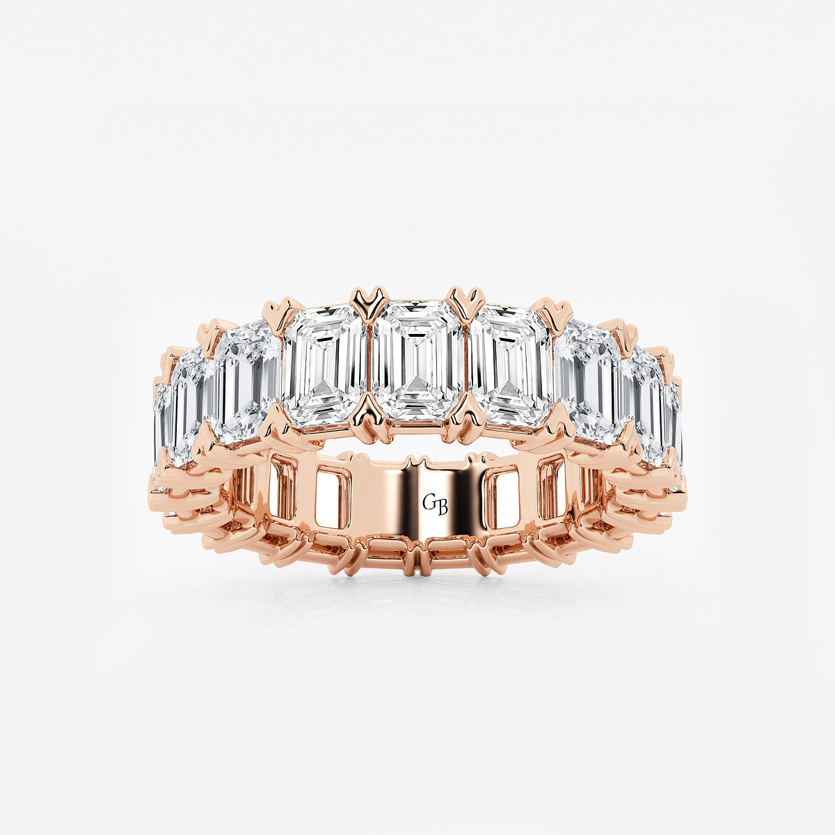 GWA009 - product video for 7 ctw Emerald Lab Grown Diamond V-Prong Eternity Band - 5mm Width