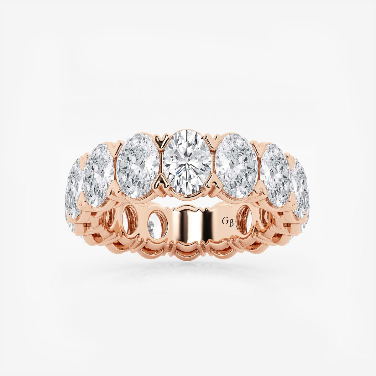 GWA009 - 7 ctw Oval Lab Grown Diamond V-Prong Eternity Band - 5.9mm Width